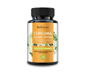BeSwiss Cúrcuma con Curcumina 95%, Jengibre y Pi