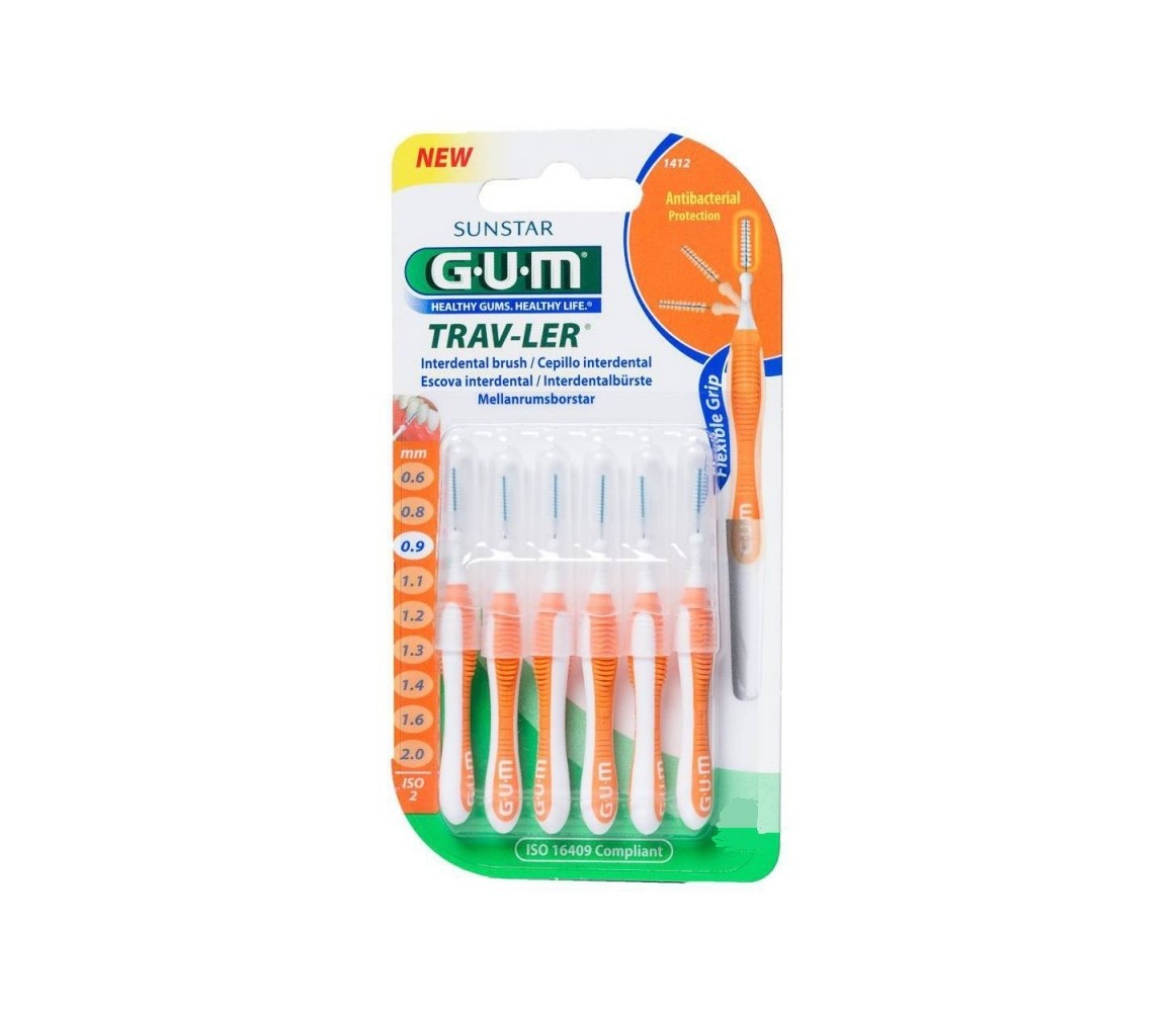 Gum Trav-Ler 0.9mm 6 Cepillos Interdentales