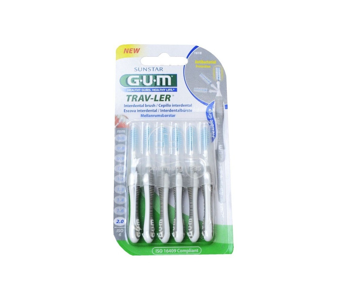 Gum Trav-Ler 2.0mm 6 Cepillos Interdentales