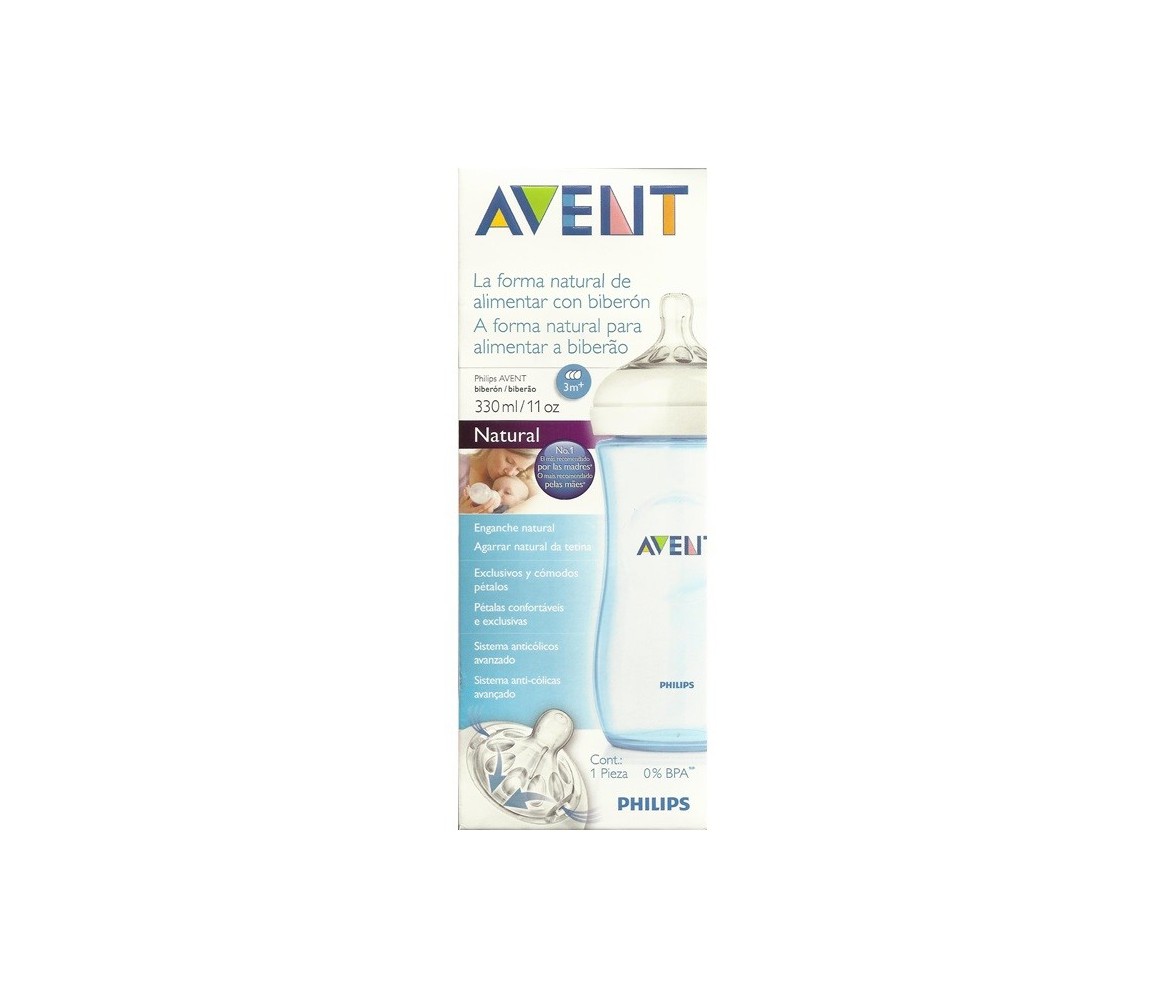 Philips Avent Biberón 3m Enganche Natural Azul 3