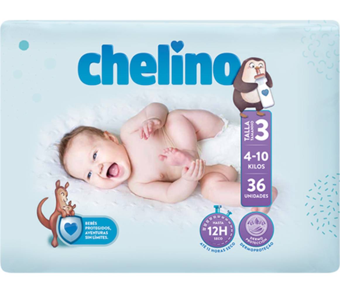 PAÑAL INFANTIL CHELINO TALLA 3  4-10 KG 36UN