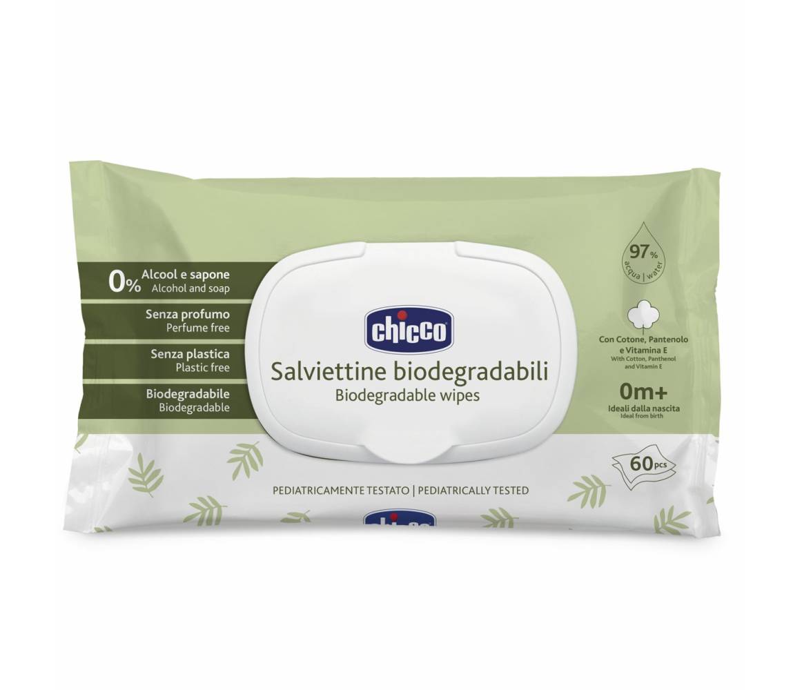 CHICCO TOALLITAS HUMEDAS BIODEGRADABLES 60UDS