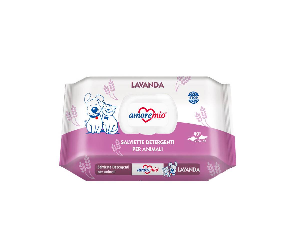 AMOREMIO TOALLITAS LIMPIADORAS VET LAVANDA 40UDS