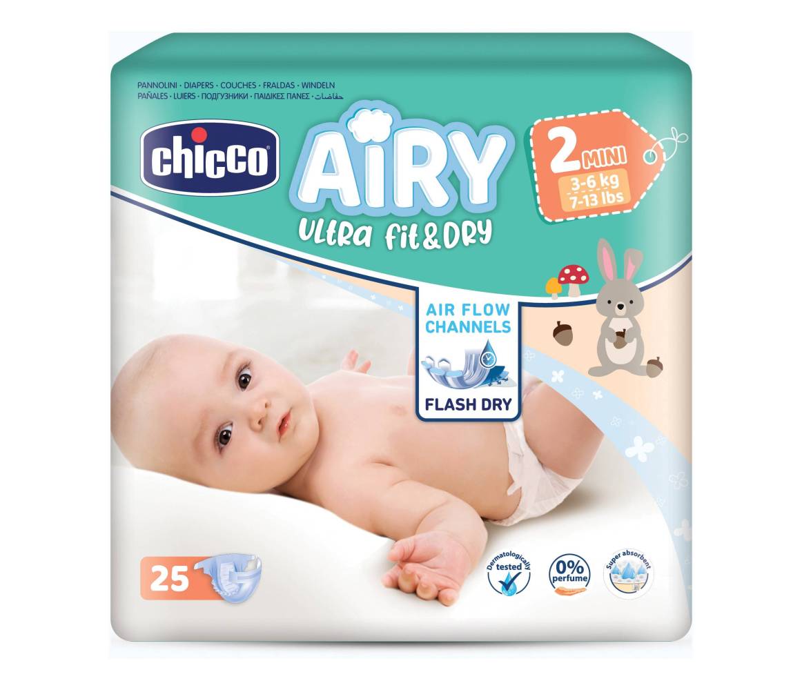 CHICCO PAÑAL AIRY MINI 3-6KG 25 UDS