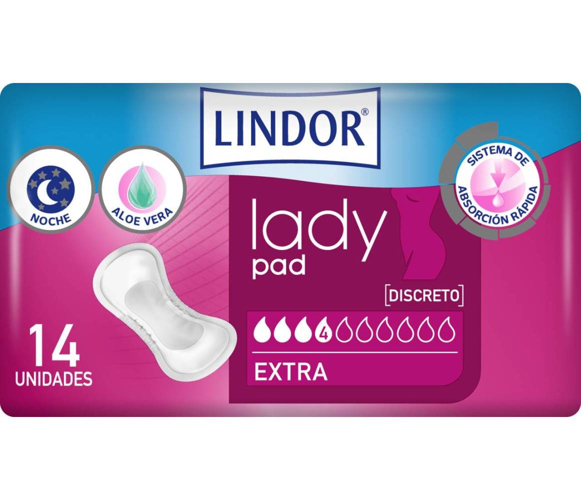 LINDOR  LADY PAD EXTRA 4 GOTAS 14 UNIDS